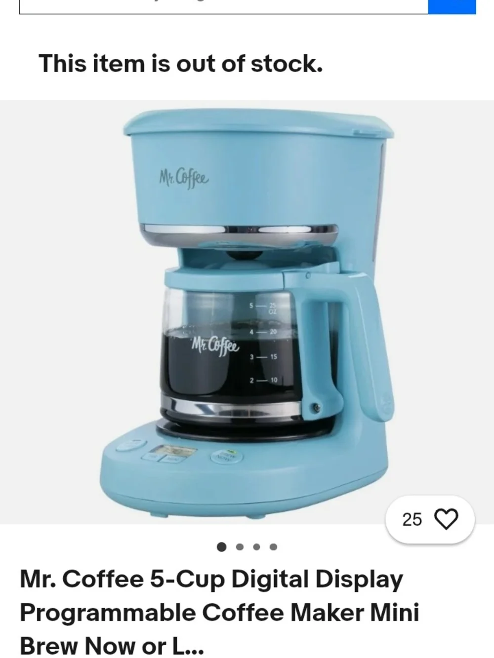 Blue/Teal  5-Cup Programmable Coffee Maker
